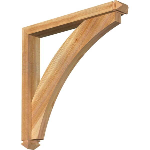 Ekena Millwork Thorton Arts and Crafts Rough Sawn Bracket w/ Offset Brace, Western Red Cedar, 4"W x 28"D x 28"H BKT0402X28X28THR03RWR - main